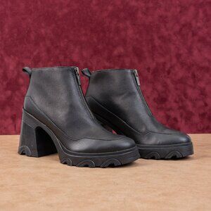 Sorel Women Brex Waterproof Black Leather Platform Chelsea Ankle Boots sz 11